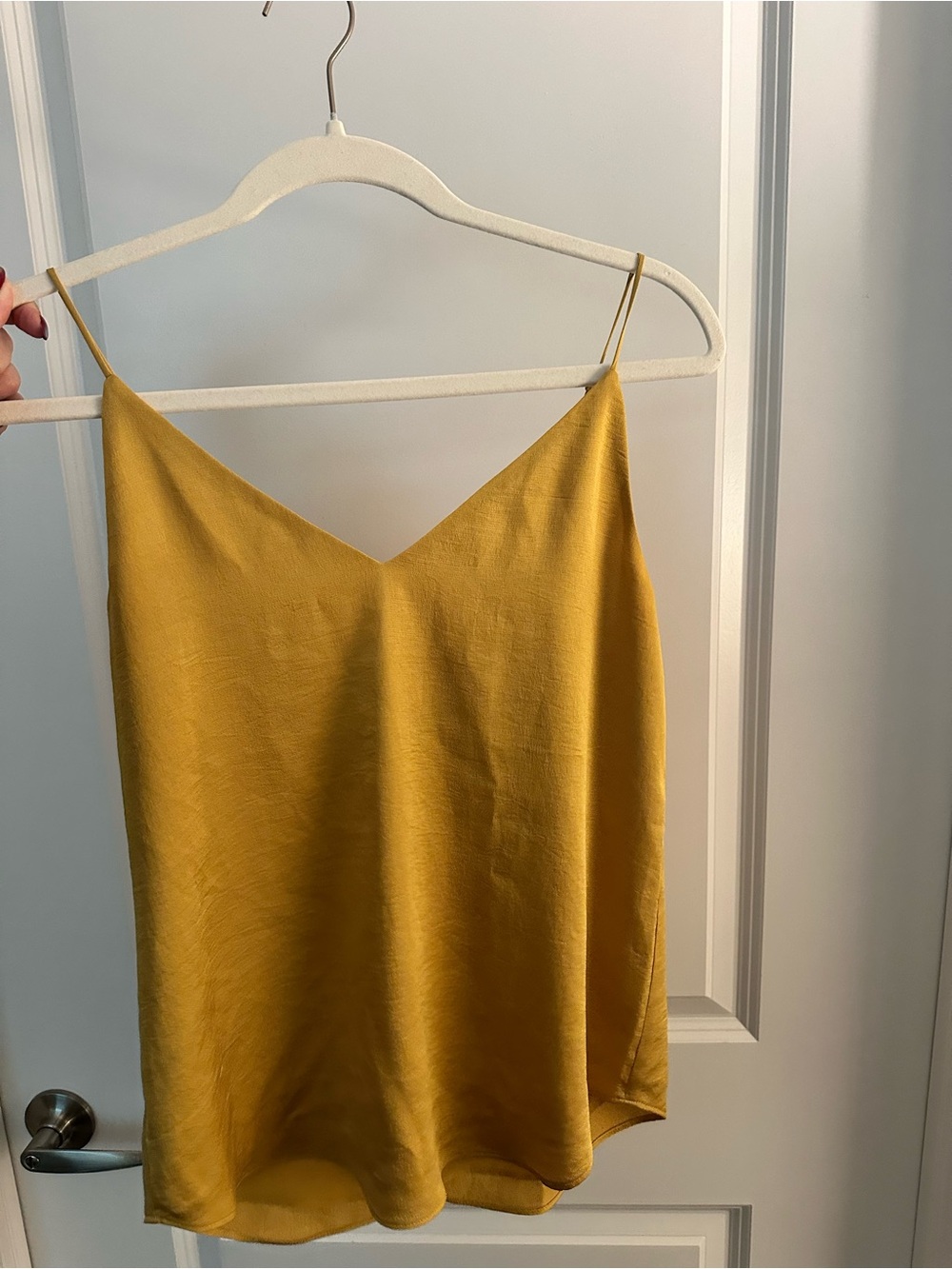 Express Mustard Satin V-Neck Cami